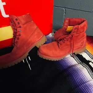 Red timberland boots size 9 men’s